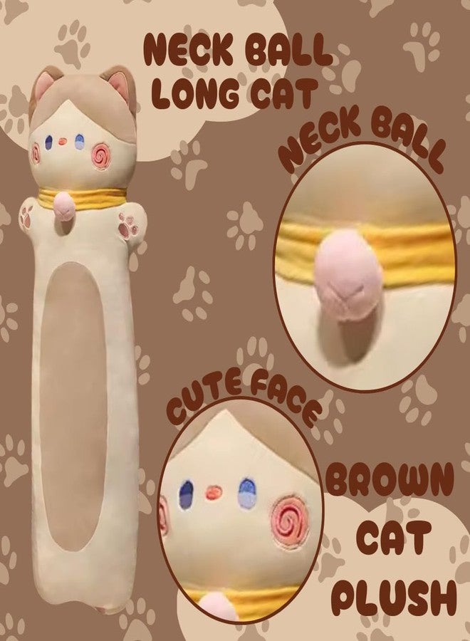 TechMax Solution Brown Neck Ball Long CAT Plush Pillow - Image 3